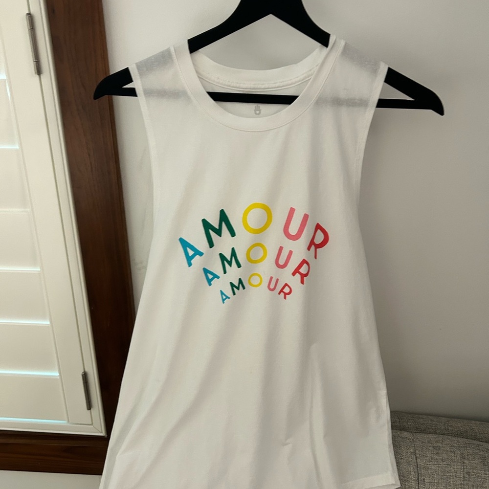 Spiritual gangster White Sleeveless Top with Colorful 'Amour' Print